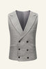 Load image into Gallery viewer, Grey Plaid Peak Lapel 3 Piece Men Wedding Suits