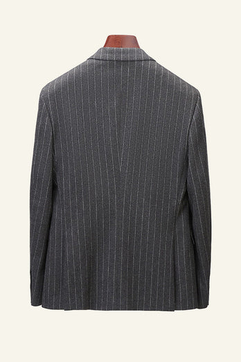 Dark Grey Tweed Pinstriped 2 Piece Men Wedding Suits