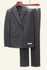 Load image into Gallery viewer, Dark Grey Tweed Pinstriped 2 Piece Men Wedding Suits