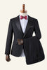 Load image into Gallery viewer, Black Peaked Lapel 3-Piece Men&#39;s Suit Tuxedo