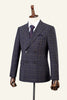 Load image into Gallery viewer, Grey Plaid Double-Breasted 2-Piece Men&#39;s Suit