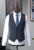 Load image into Gallery viewer, Grey Blue Notched Lapel Classic 3-Piece Men&#39;s Suit