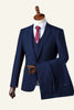 Load image into Gallery viewer, Navy Notched Lapel 3-Piece Men&#39;s Suit