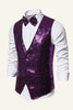 Load image into Gallery viewer, Sparkly Golden Lapel Sequins Men&#39;s Vest with Bow Tie