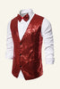 Load image into Gallery viewer, Sparkly Golden Lapel Sequins Men&#39;s Vest with Bow Tie