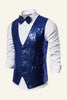 Load image into Gallery viewer, Sparkly Golden Lapel Sequins Men&#39;s Vest with Bow Tie