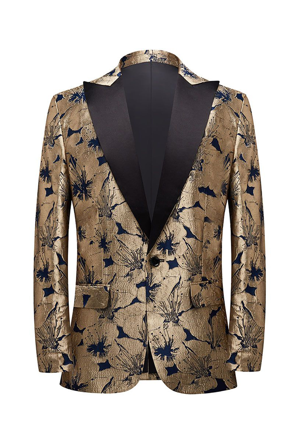 Golden Jacquard Peak Lapel Men's Prom Blazer