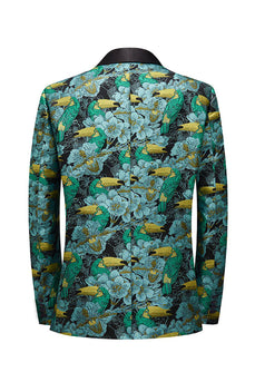 Green Jacquard Shawl Lapel Men's Prom Blazer