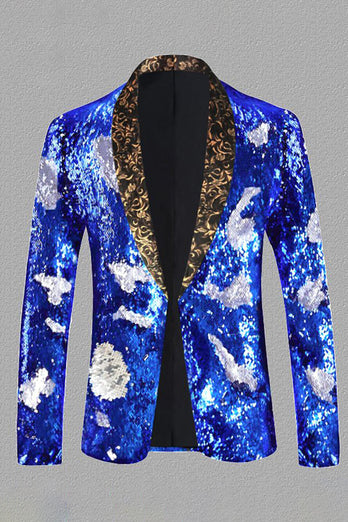 Sparkly Golden Sequins Shawl Lapel Men's Blazer