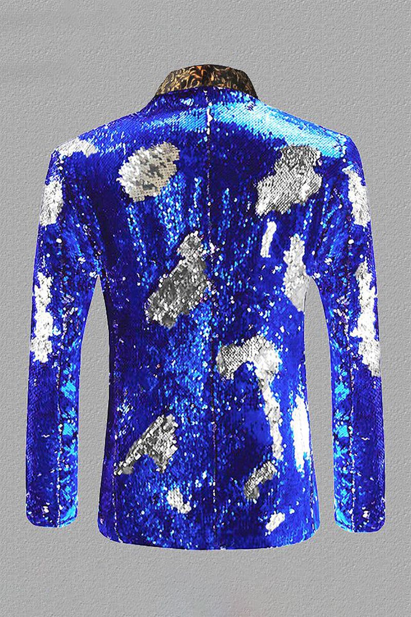 Load image into Gallery viewer, Sparkly Golden Sequins Shawl Lapel Men&#39;s Blazer