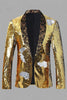 Load image into Gallery viewer, Sparkly Golden Sequins Shawl Lapel Men&#39;s Blazer