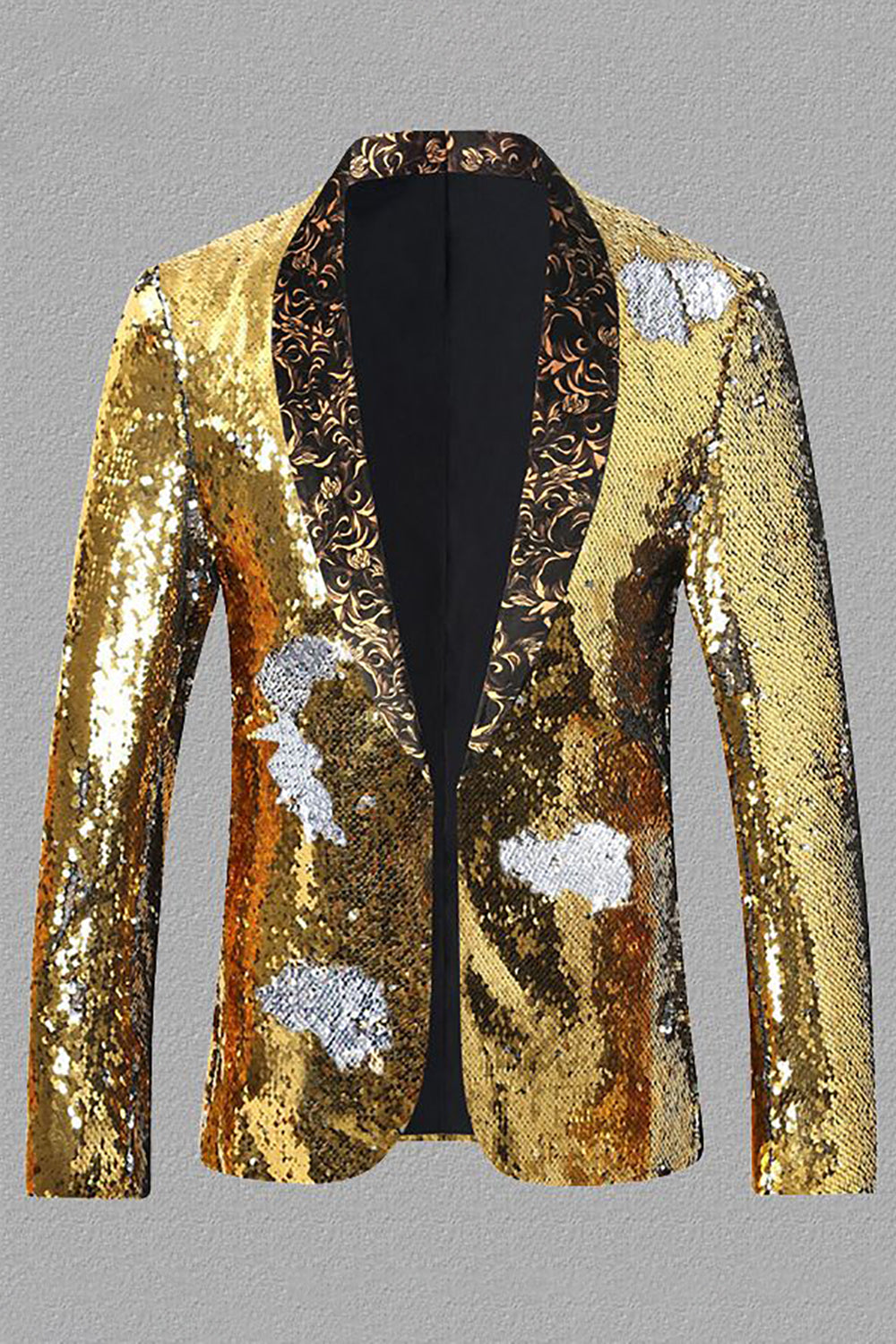 Sparkly Golden Sequins Shawl Lapel Men's Blazer