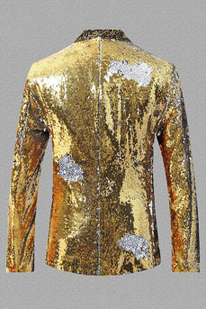 Sparkly Golden Sequins Shawl Lapel Men's Blazer