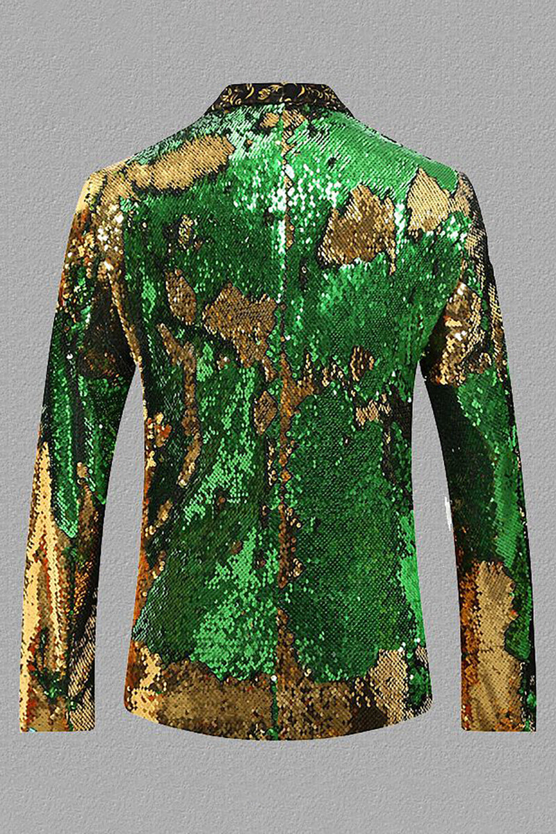 Load image into Gallery viewer, Sparkly Golden Sequins Shawl Lapel Men&#39;s Blazer