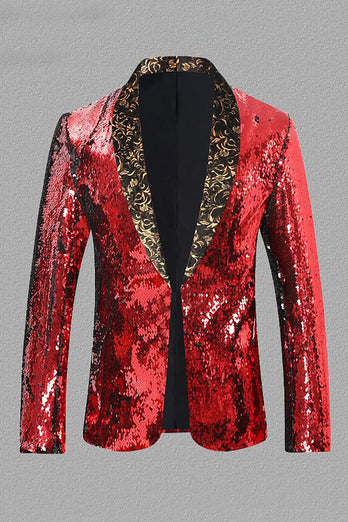 Sparkly Golden Sequins Shawl Lapel Men's Blazer