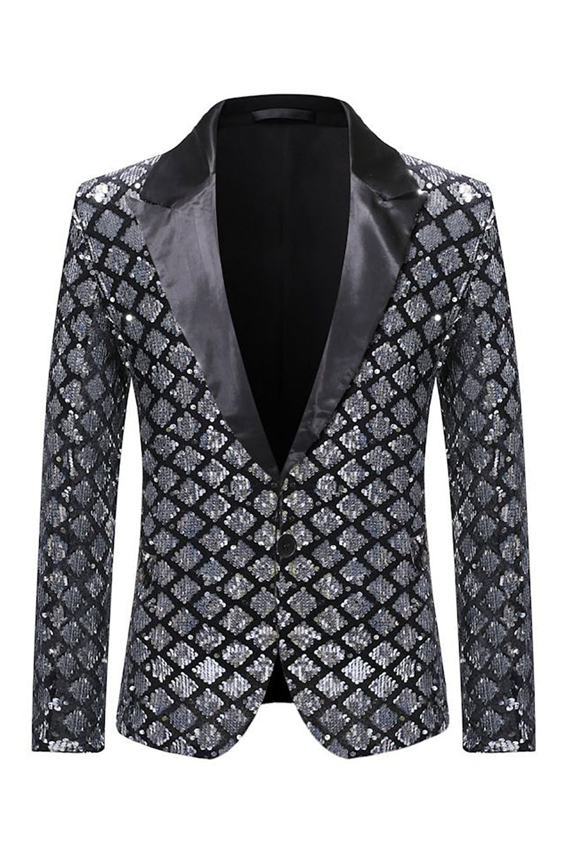 Load image into Gallery viewer, Sparkly Golden Sequins Peak Lapel Men&#39;s Prom Blazer