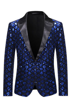 Sparkly Golden Sequins Peak Lapel Men's Prom Blazer