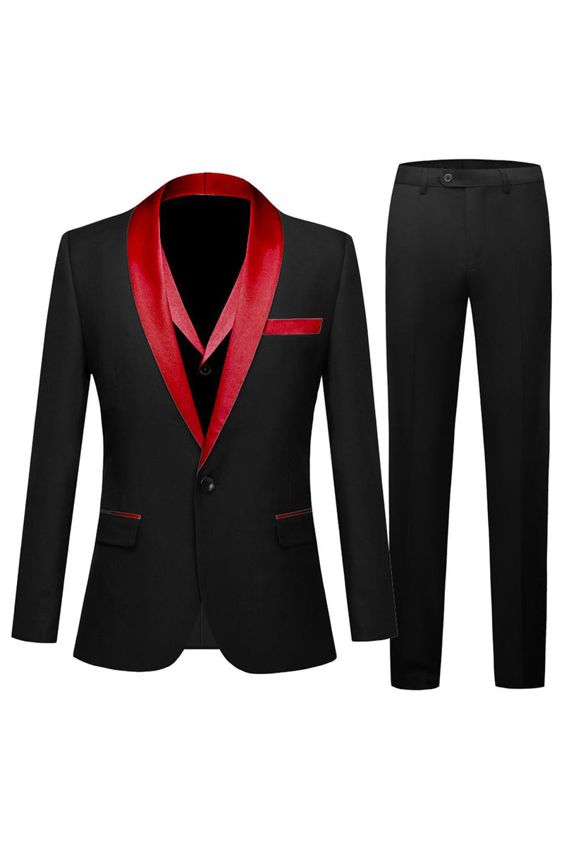 Load image into Gallery viewer, Black and Champagne 3 Piece Shawl Lapel Men&#39;s Prom Suits