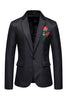 Load image into Gallery viewer, Black Notched Lapel Flower Men&#39;s Prom Blazer