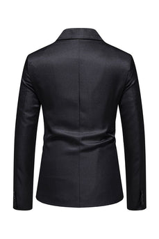 Black Notched Lapel Flower Men's Prom Blazer