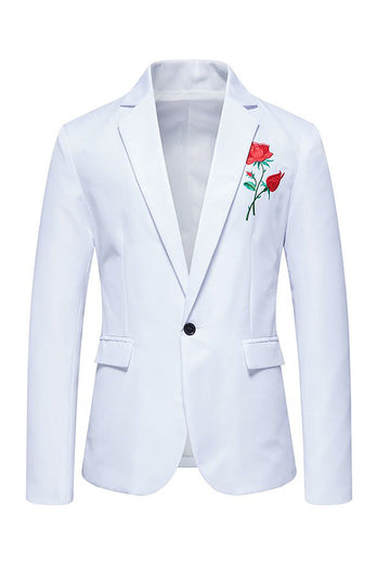 Black Notched Lapel Flower Men's Prom Blazer