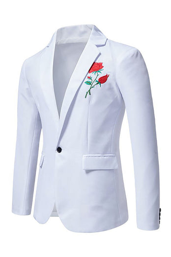 Black Notched Lapel Flower Men's Prom Blazer