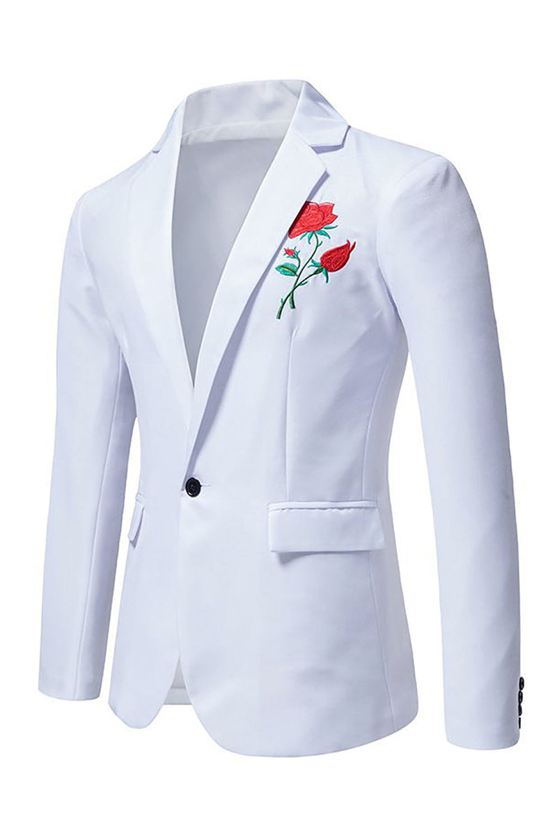 Load image into Gallery viewer, Black Notched Lapel Flower Men&#39;s Prom Blazer