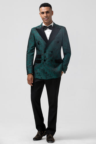 Dark Green Peak Lapel 2 Pieces Double Breasted Men's Suits