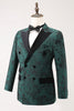 Load image into Gallery viewer, Dark Green Peak Lapel Double Breasted 2 Piece Jacquard Men&#39;s Prom Suits