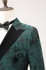 Load image into Gallery viewer, Dark Green Peak Lapel Double Breasted 2 Piece Jacquard Men&#39;s Prom Suits