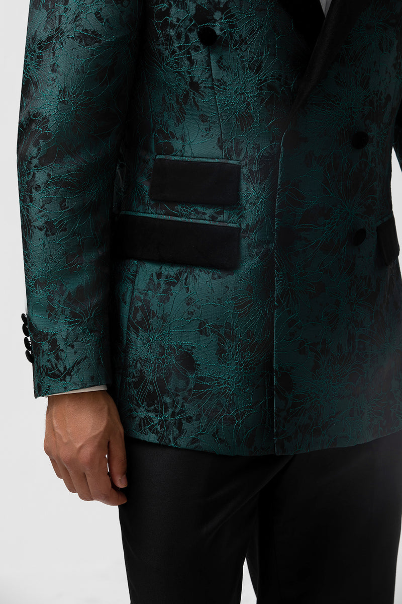 Load image into Gallery viewer, Dark Green Peak Lapel 2 Pieces Double Breasted Men&#39;s Suits