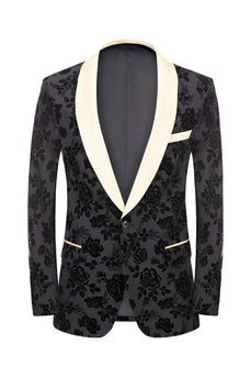 Men's Black Jacquard 3-Piece Shawl Lapel Prom Suits