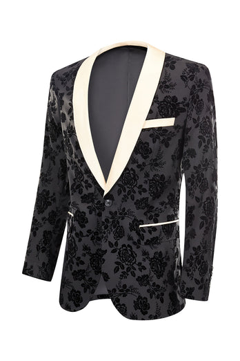 Men's Black Jacquard 3-Piece Shawl Lapel Prom Suits