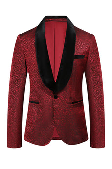 Red Jacquard 2 Piece Men's Prom Suits