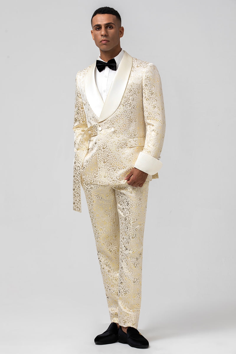 Load image into Gallery viewer, Champagne Shawl Lapel 2 Pieces Men&#39;s Suits