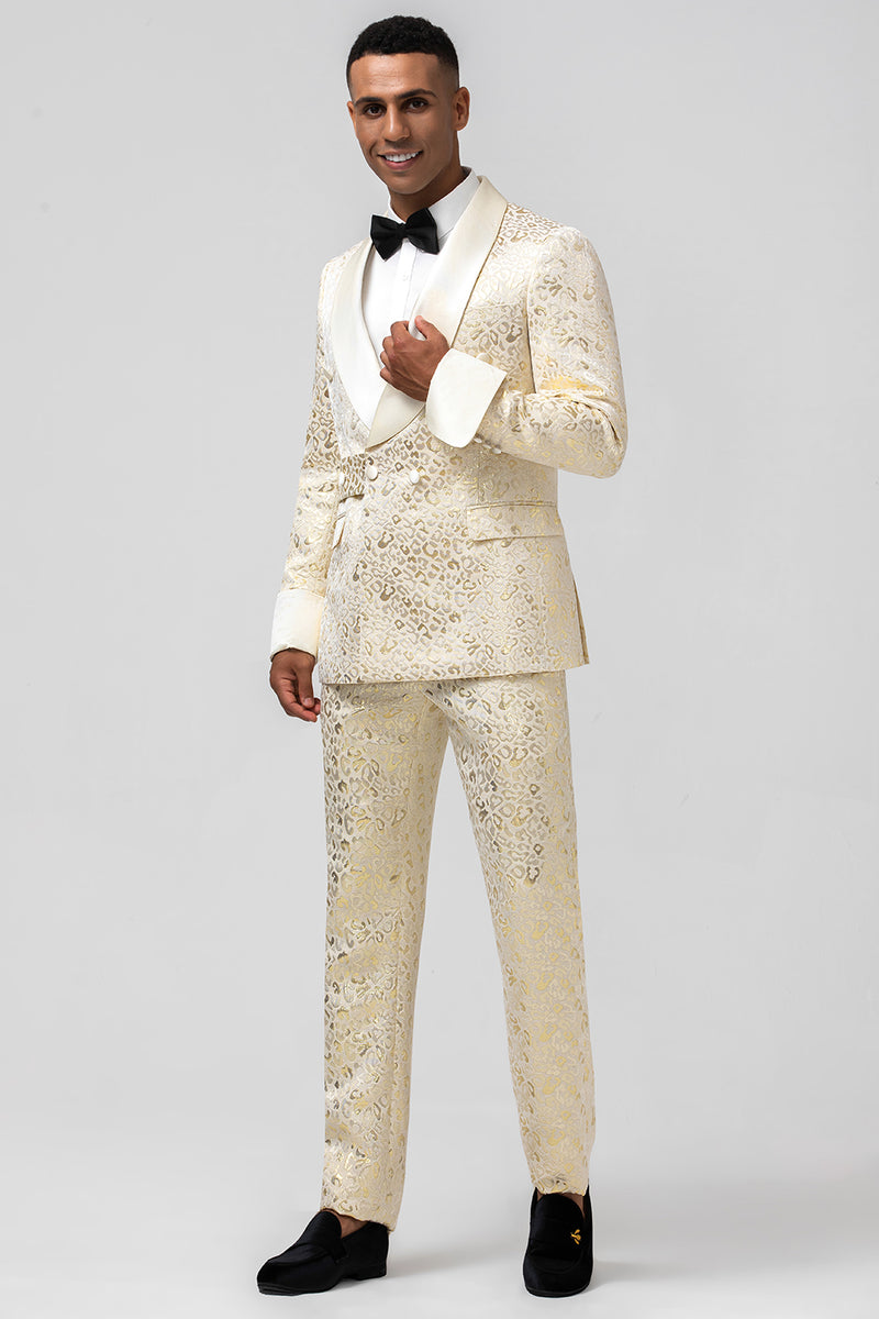 Load image into Gallery viewer, Champagne Shawl Lapel 2 Pieces Men&#39;s Suits