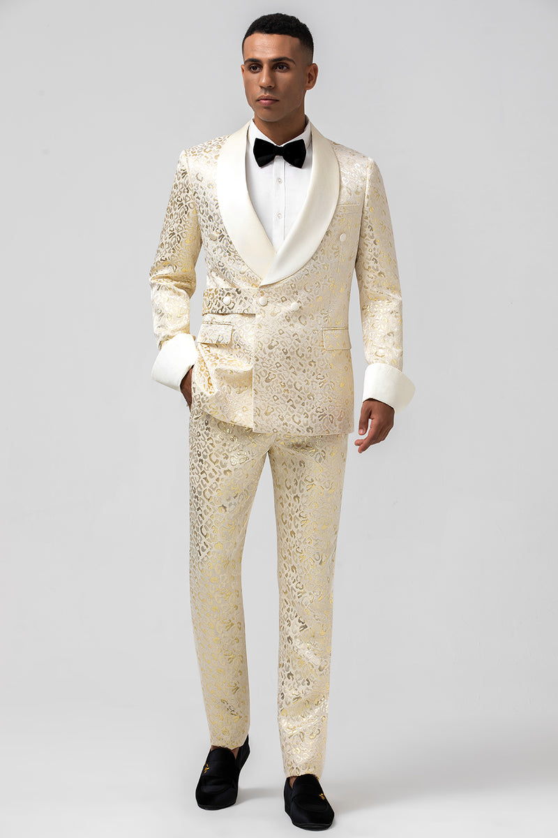 Load image into Gallery viewer, Champagne Shawl Lapel 2 Pieces Men&#39;s Suits