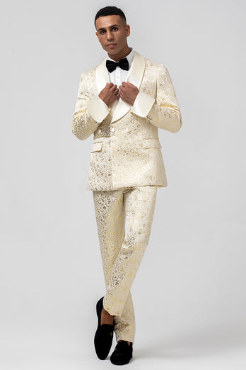 Champagne Shawl Lapel 2 Pieces Men's Suits