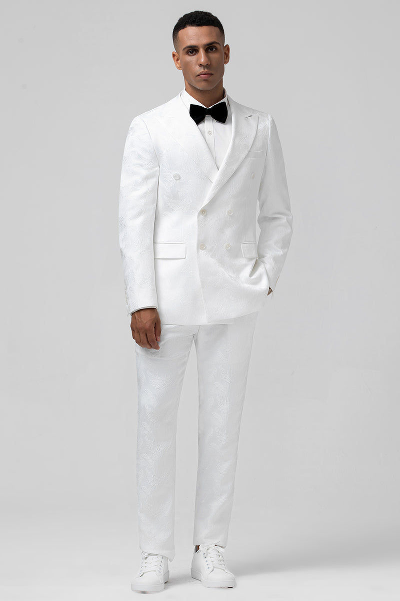 Load image into Gallery viewer, White Notch Lapel Double Breasted 2 Pieces Men&#39;s Suits