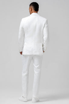 White Notch Lapel Double Breasted 2 Pieces Men's Suits