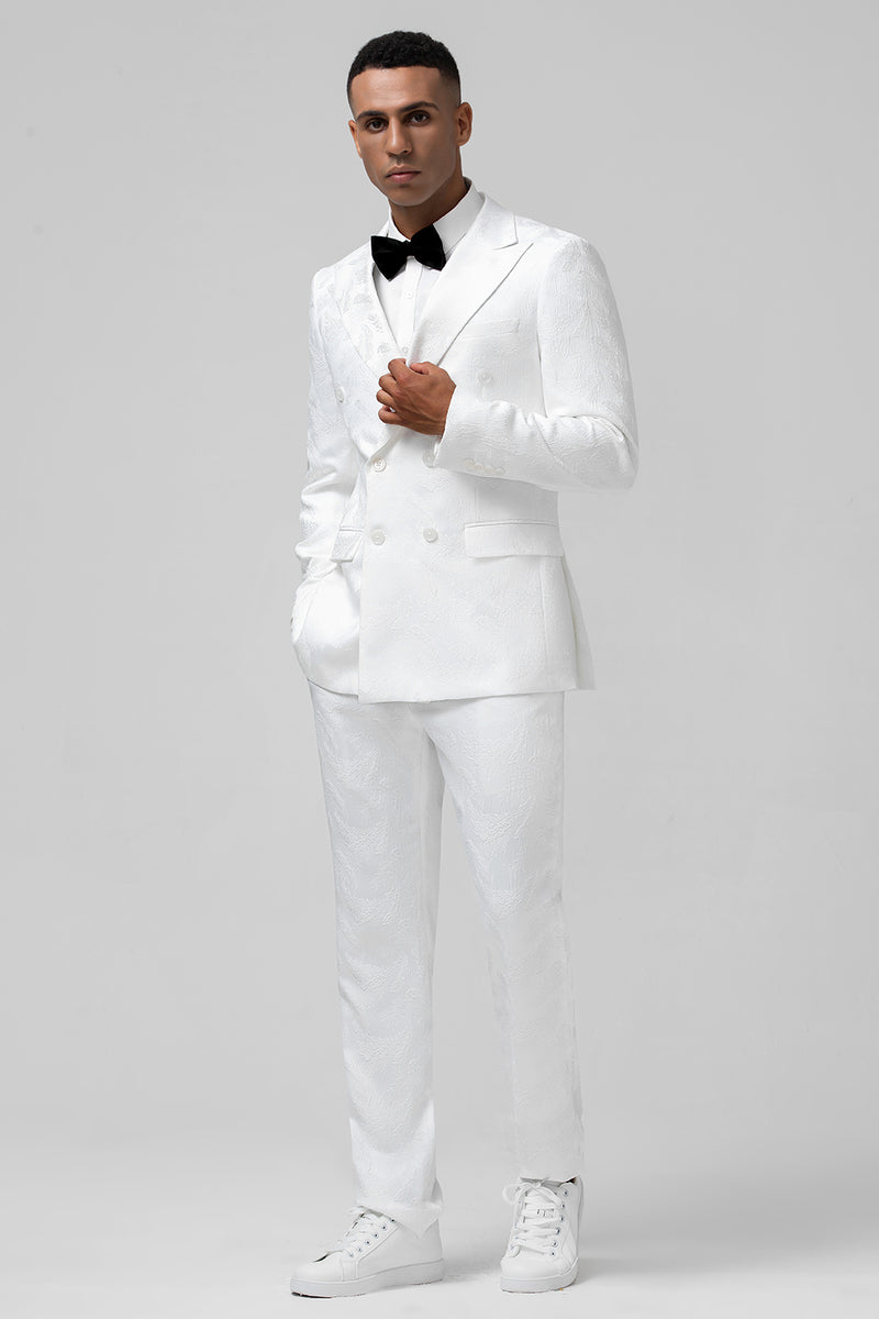 Load image into Gallery viewer, White Notch Lapel Double Breasted 2 Pieces Men&#39;s Suits