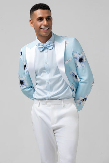 Light Blue Peak Lapel 2 Pieces One Button Men's Prom Suits