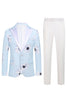 Load image into Gallery viewer, Light Blue Peak Lapel 2 Piece Floral Men&#39;s Prom Suits