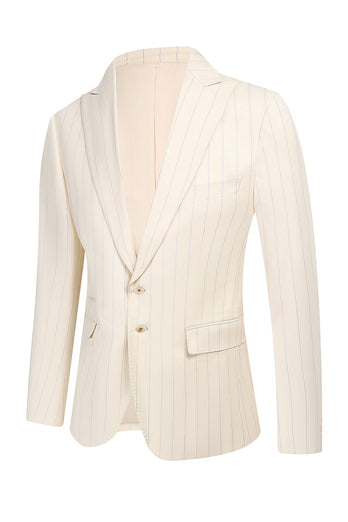 White 2 Piece Pinstriped Men Prom Suits