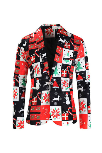 Red Christmas Tree Printed 3 Piece Men's Suits