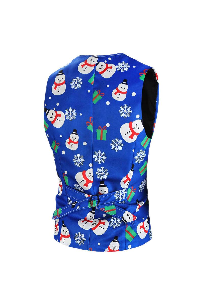 Load image into Gallery viewer, Blue Snowman Printed 3 Piece Men&#39;s Christmas Suits