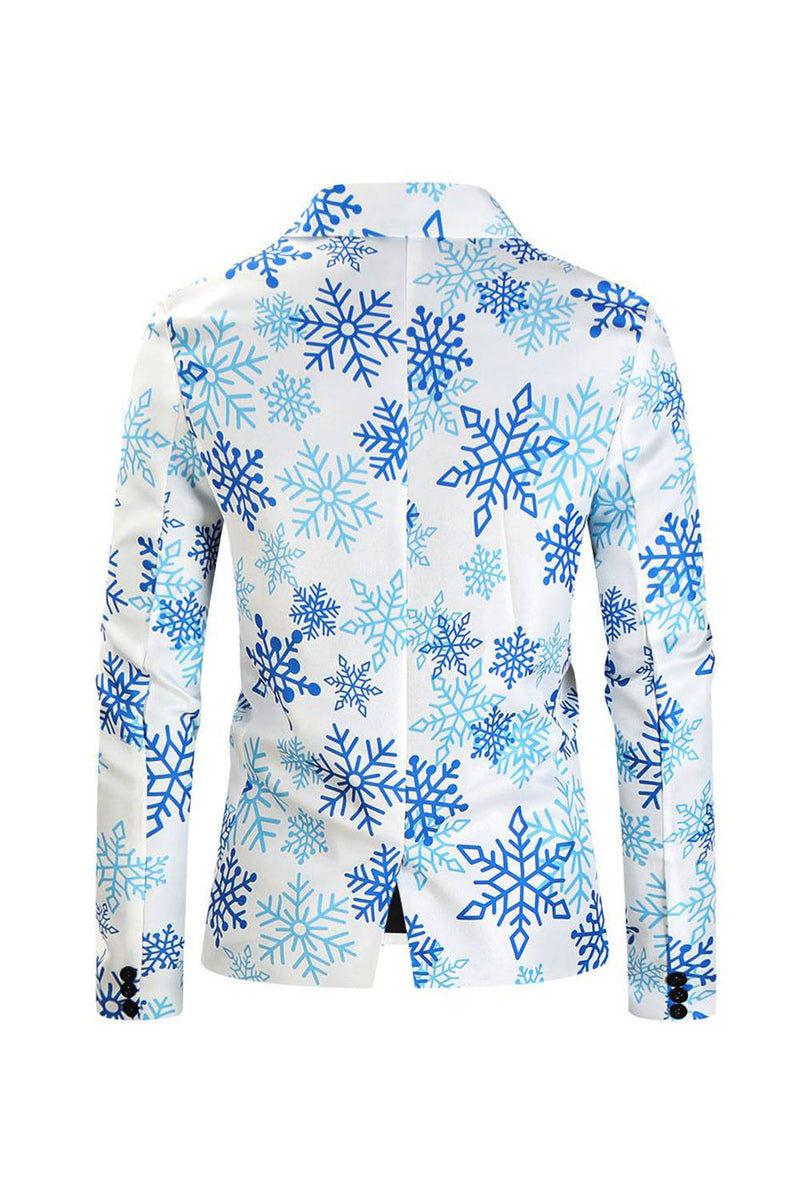 Load image into Gallery viewer, Light Blue Snowflake Printed 3 Piece Christmas Men&#39;s Suits