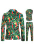 Load image into Gallery viewer, Green Printed 3 Piece Notched Lapel Christmas Men&#39;s Suits