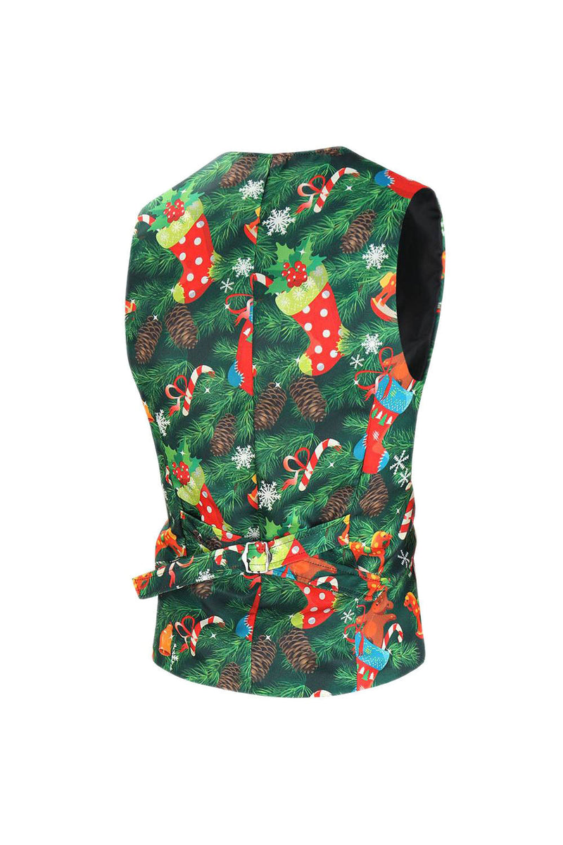 Load image into Gallery viewer, Green Printed 3 Piece Notched Lapel Christmas Men&#39;s Suits