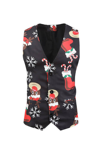 Black Printed 3 Piece Christmas Men's Suits